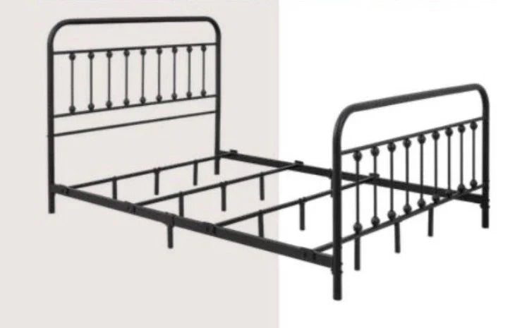 Cama Full en Metal Negro Estilo Vintage