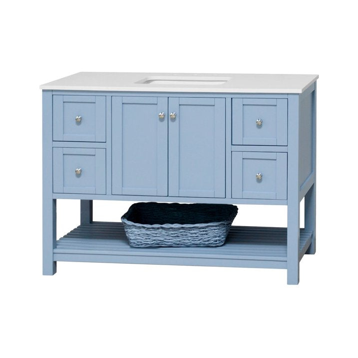SGG-FL48SFEW Lakeshore 48" Bathroom Vanity with Powder Blue Cabinet and Engineered White Top