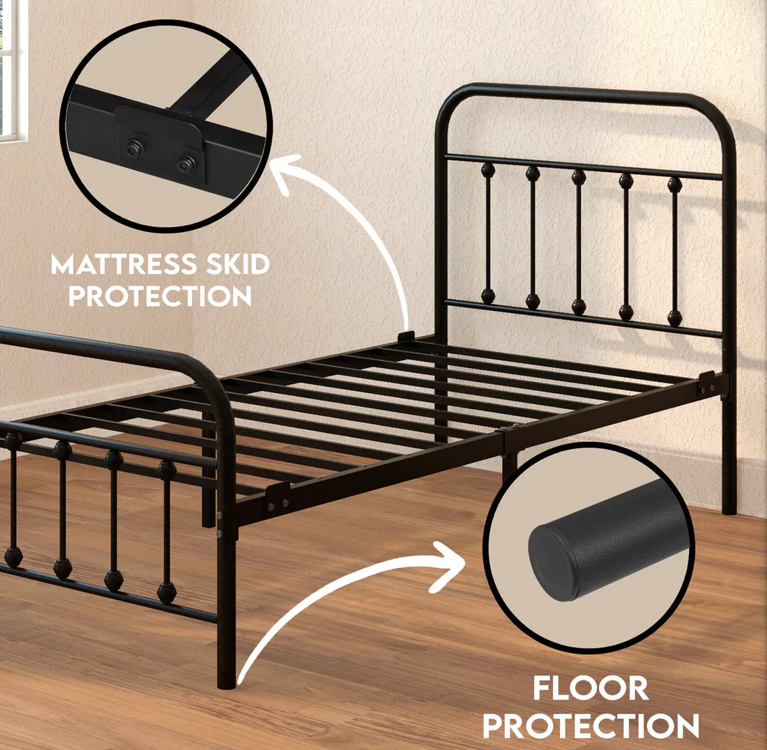Cama Full en Metal Negro Estilo Vintage