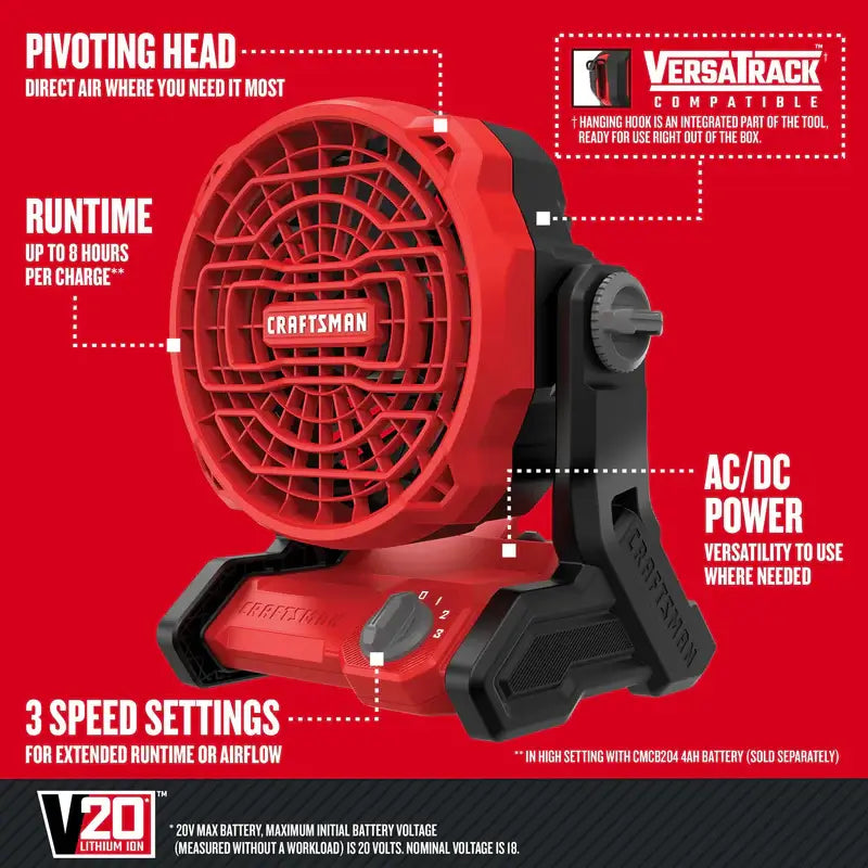 CRAFTSMAN Ventilador para Sitio de Trabajo Inalámbrico