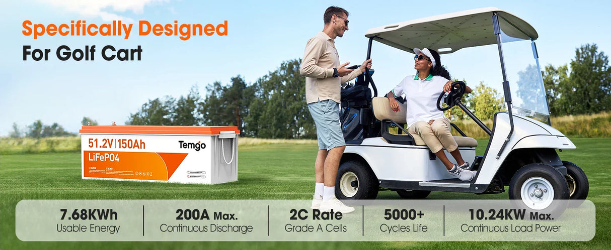 Batería de Litio LiFePO4 48V (51.2V) 150Ah para Carritos de Golf - Temgo