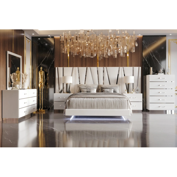 B1840-115 Cama Panel Europa en Blanco – Colección Europa