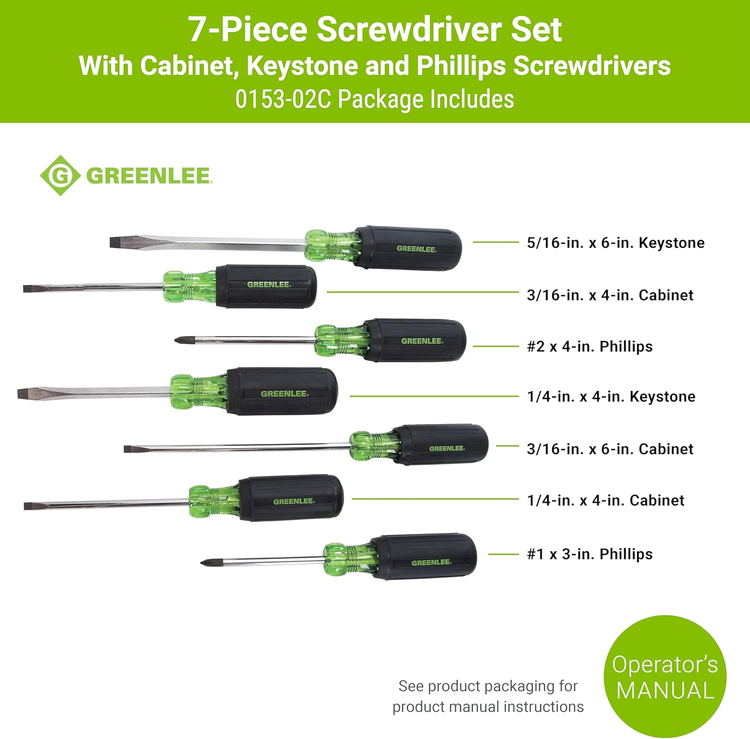 Greenlee Juego de 7 Destornilladores