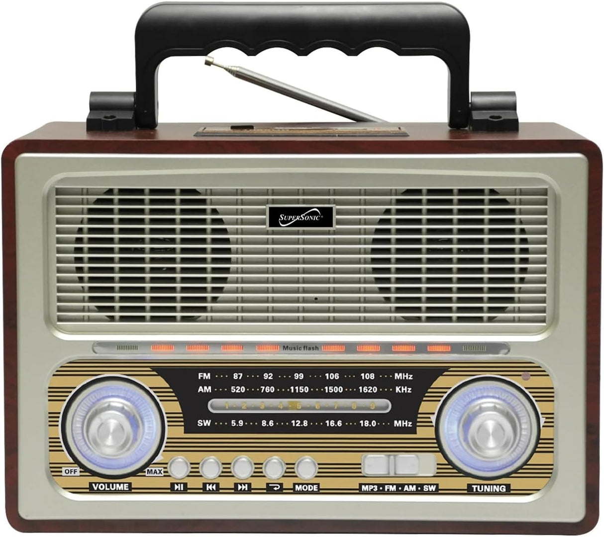 Radio Altavoz Bluetooth Portátil Multifunción Retro Vintage SC-1198BT