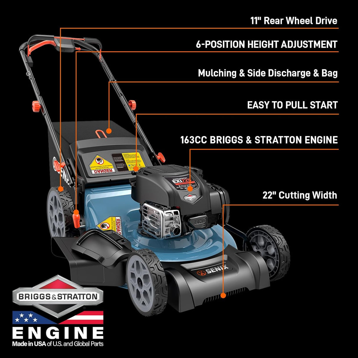 LSSG-H2 SENIX 22" 3IN1 HW VARIABLE SPD MOWER-EX172
