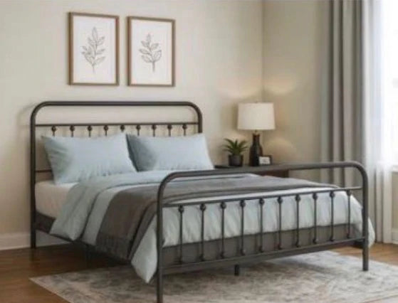 Cama Full en Metal Negro Estilo Vintage