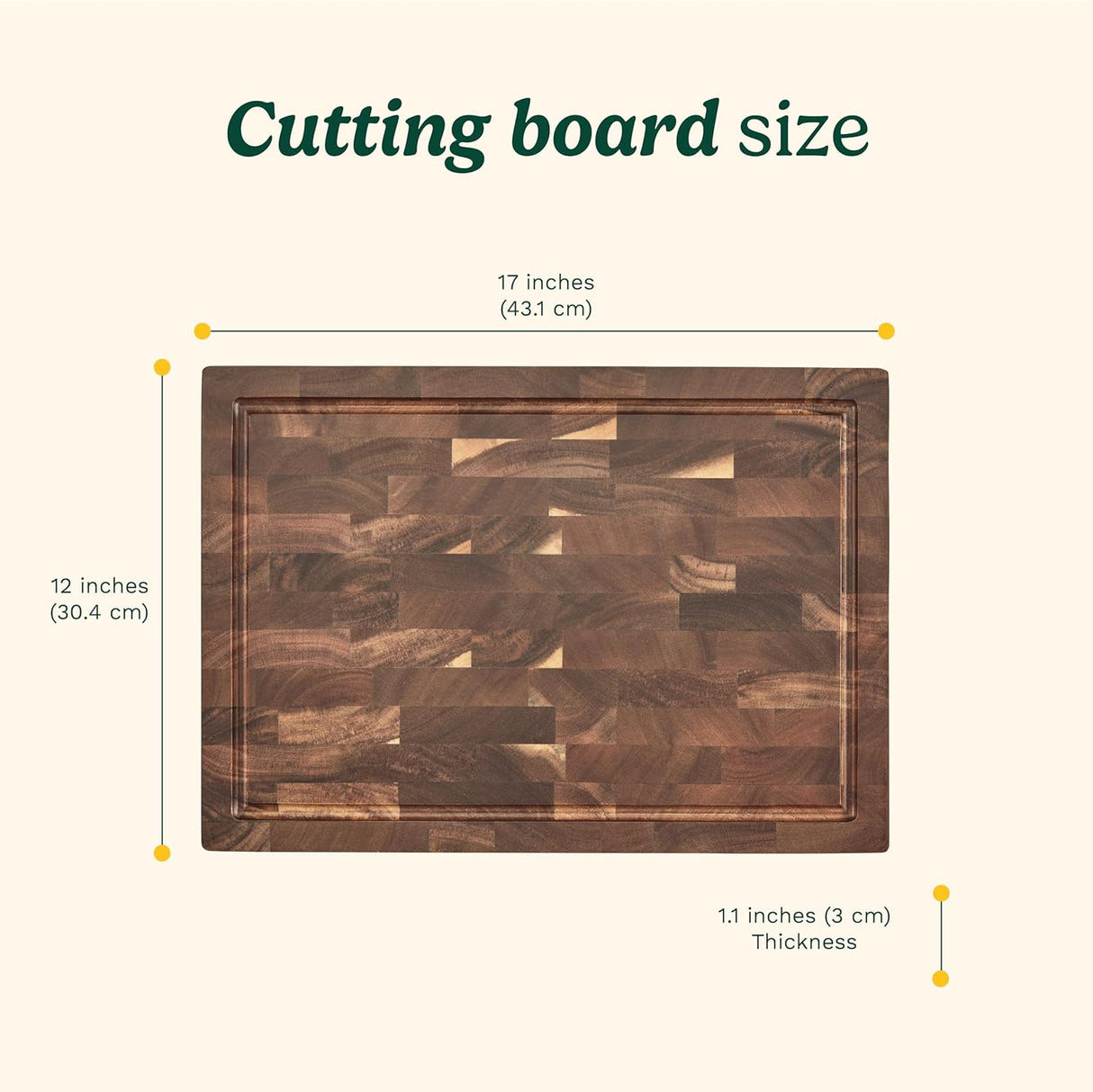 Cuisinart 17" Reversible End Grain Acacia Cutting Board