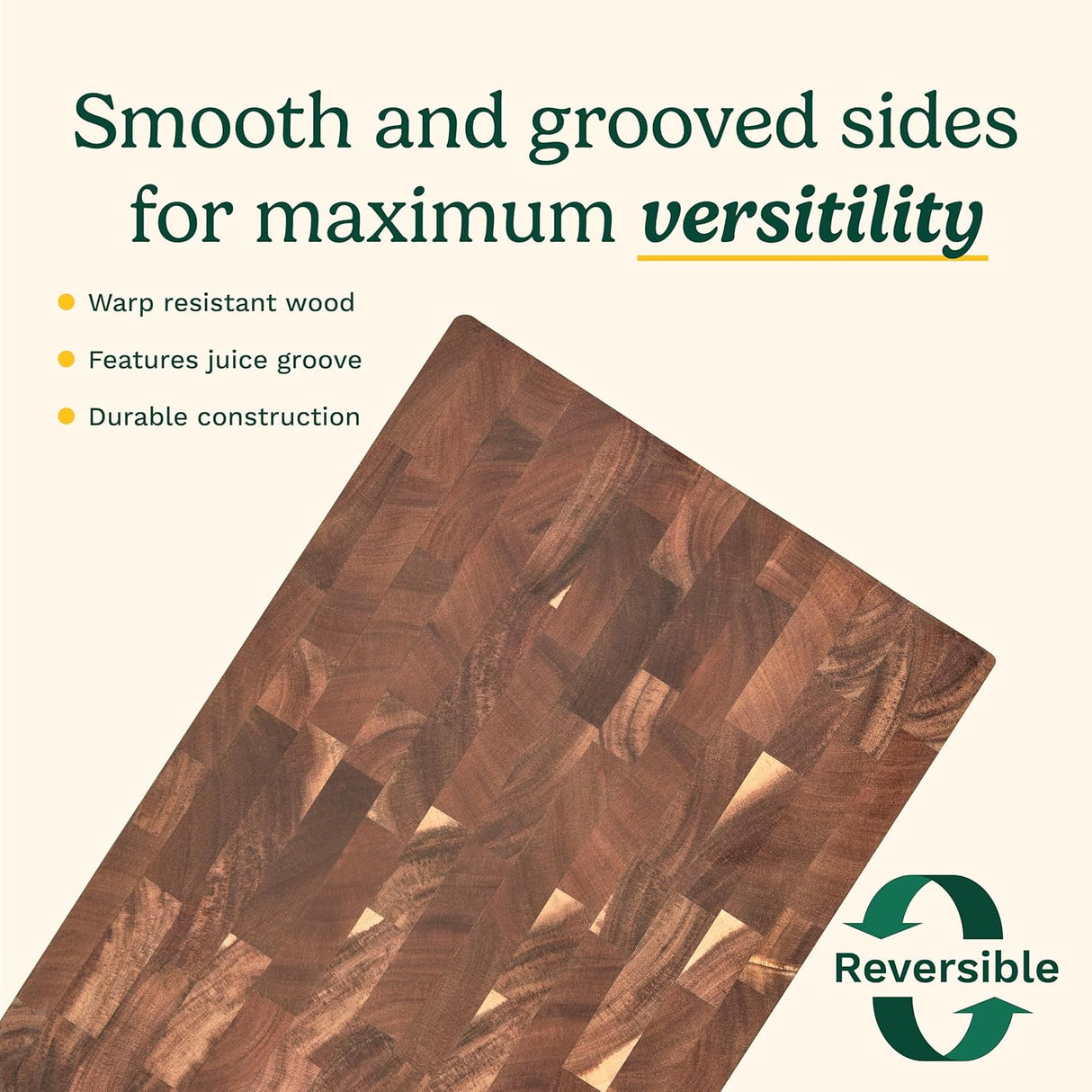 Cuisinart 17" Reversible End Grain Acacia Cutting Board
