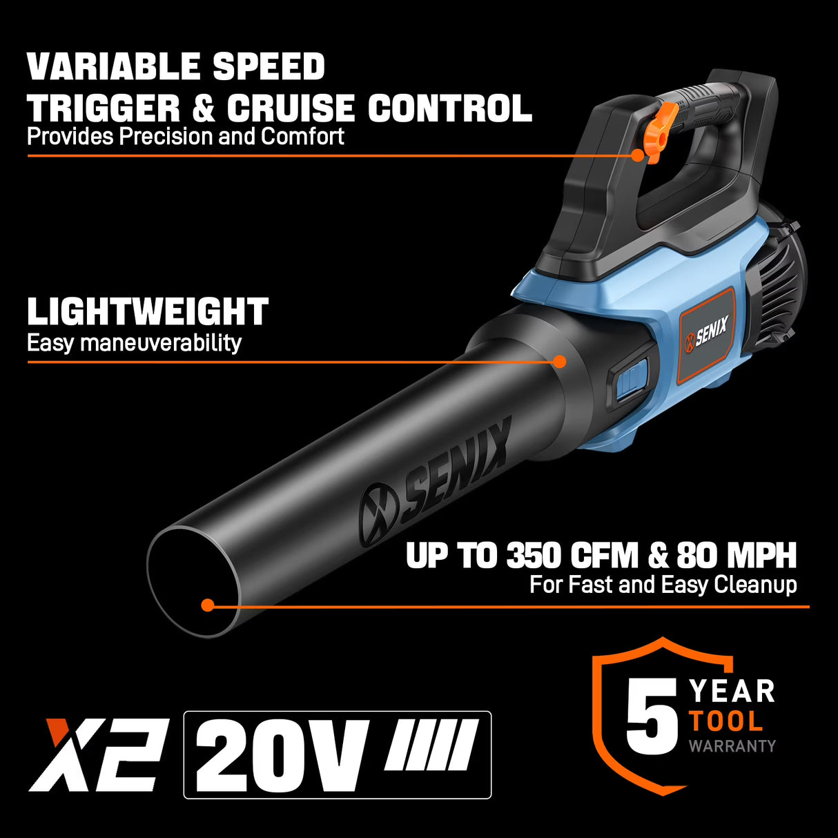 BLAX2-M 20V CORDLESS 350CFM BLOWER