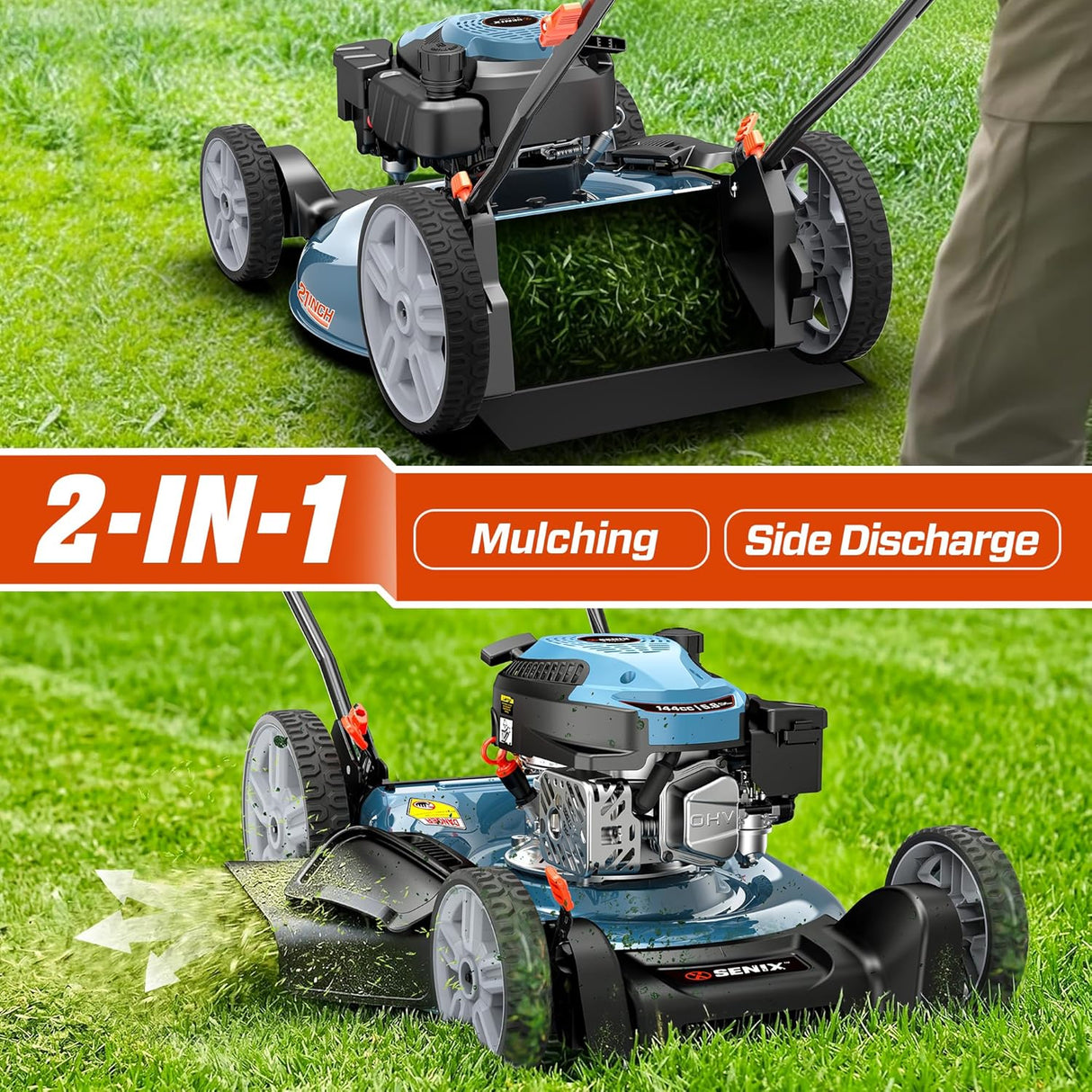 Cortacésped a Gas de Empuje SENIX LSPG-L6 de 21 Pulgadas con Motor de 144 cc