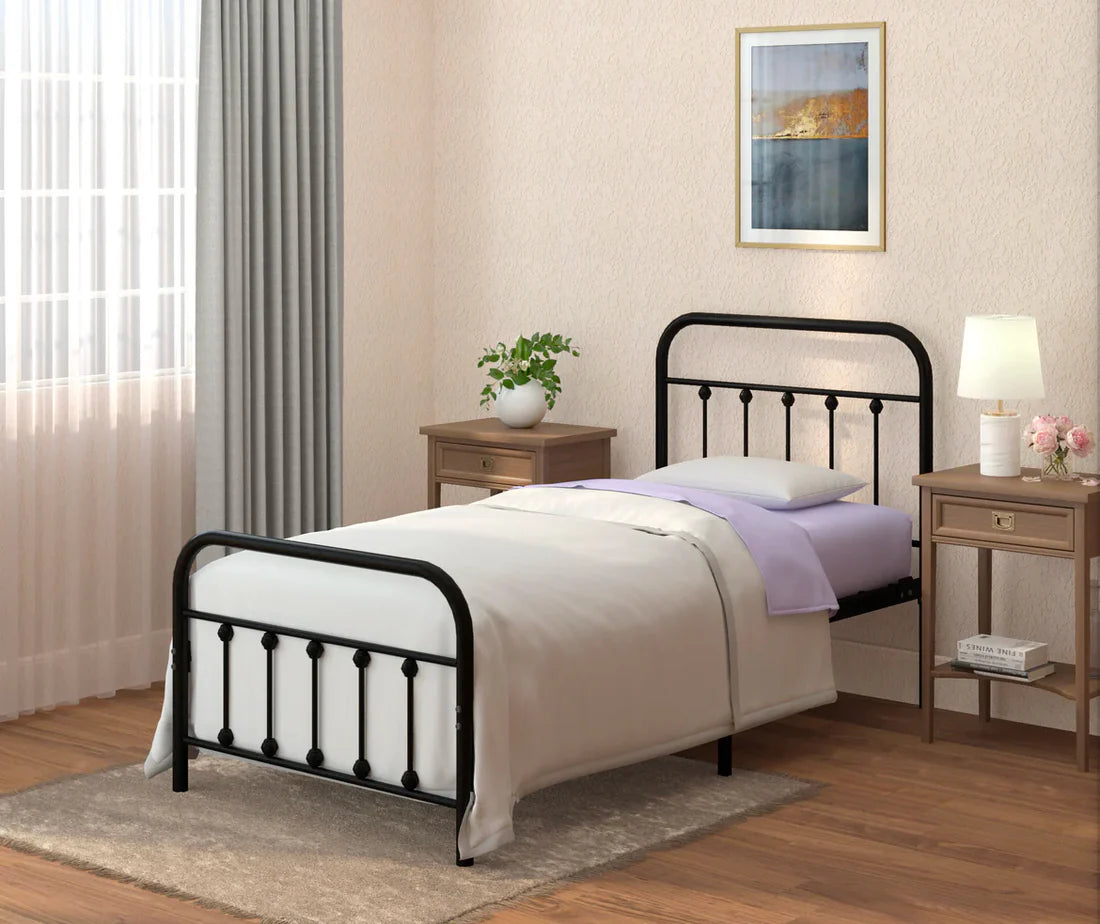 Cama Full en Metal Negro Estilo Vintage