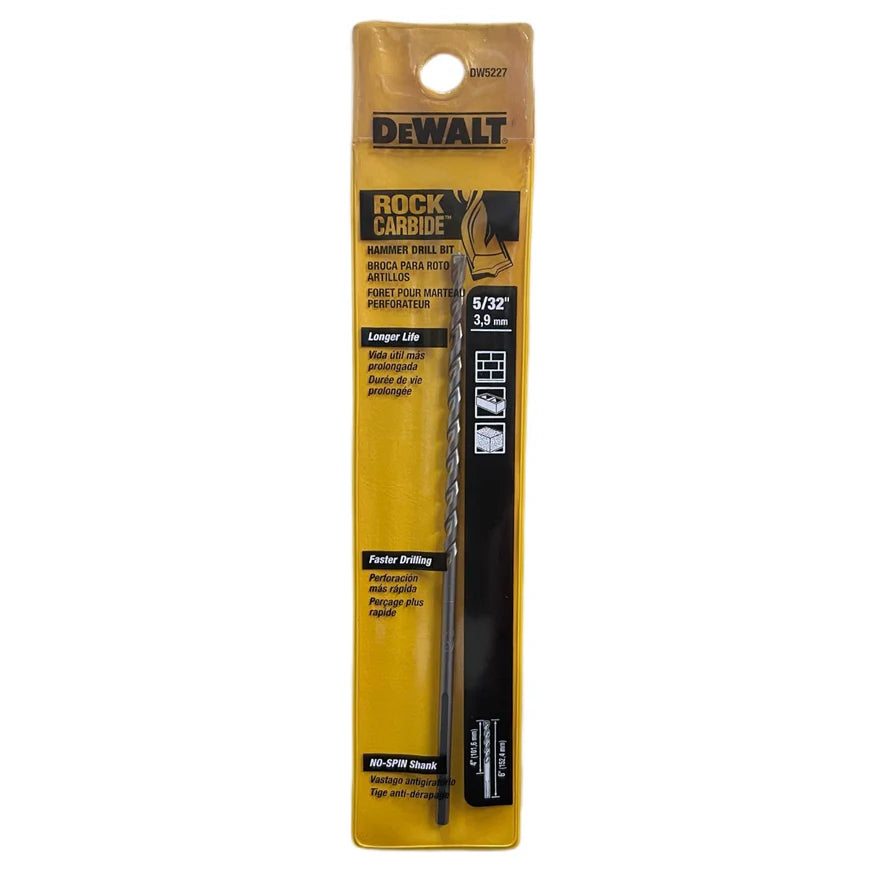 DW5227 BROCA DE MARTILLO DE CARBURO DE 5/32 PULGADA