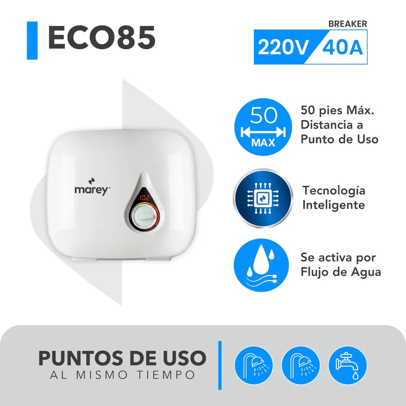 Calentador de Agua Sin Tanque Marey ECO85 220V (8500W)