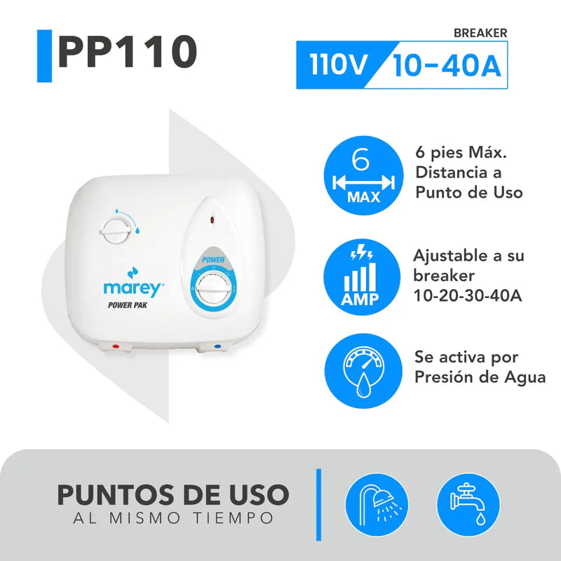 Calentador de Agua Sin Tanque Marey Power Pak 110V (PP110)