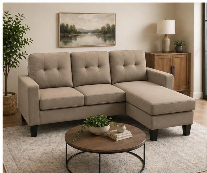 SECCIONAL KAROO LIGHT BROWN CON COJINES INTERCAMBIABLES