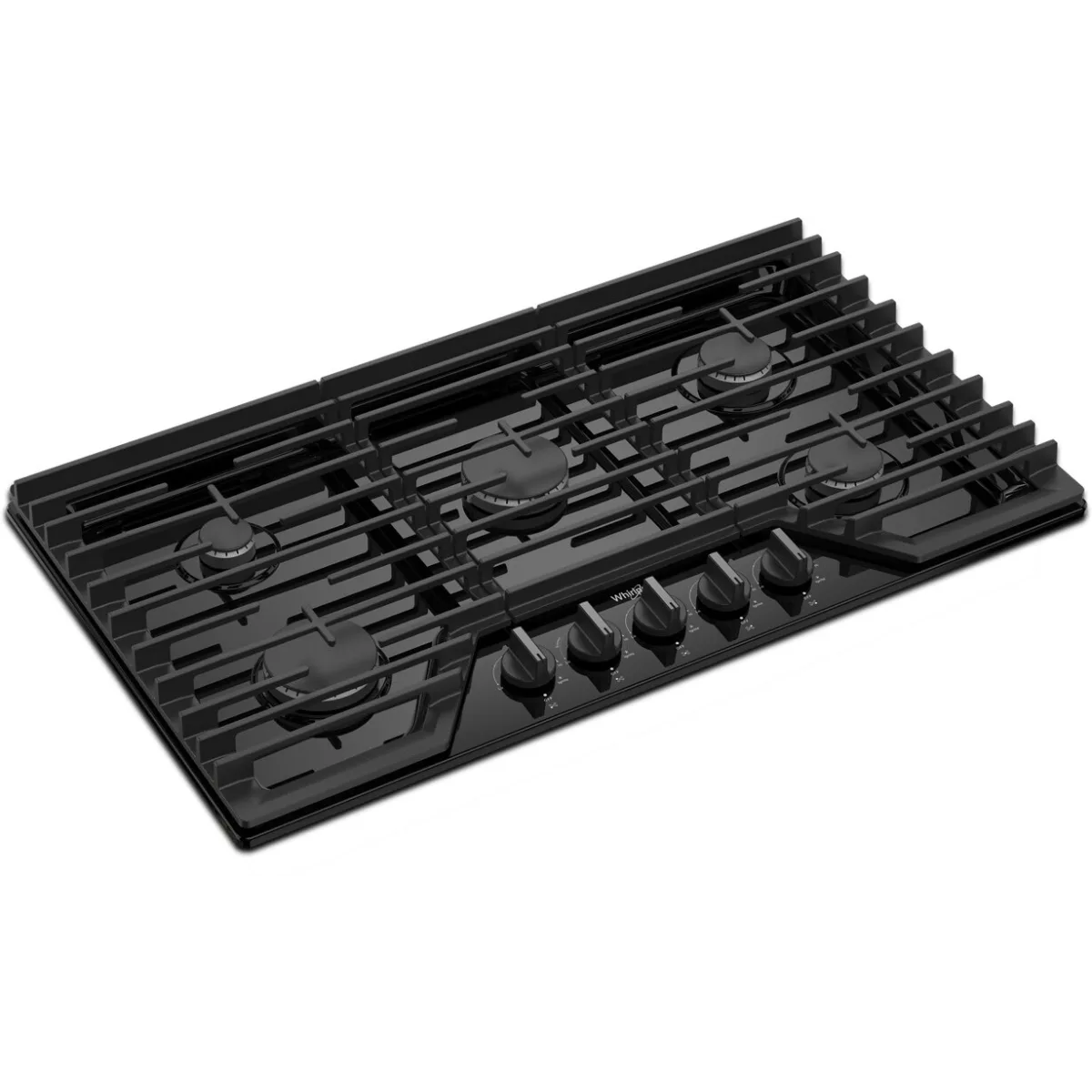 Whirlpool Tope de Gas de 36" con 5 Quemadores y Parrillas de Hierro Fundido Abatibles EZ-2-Lift™ (Negro)