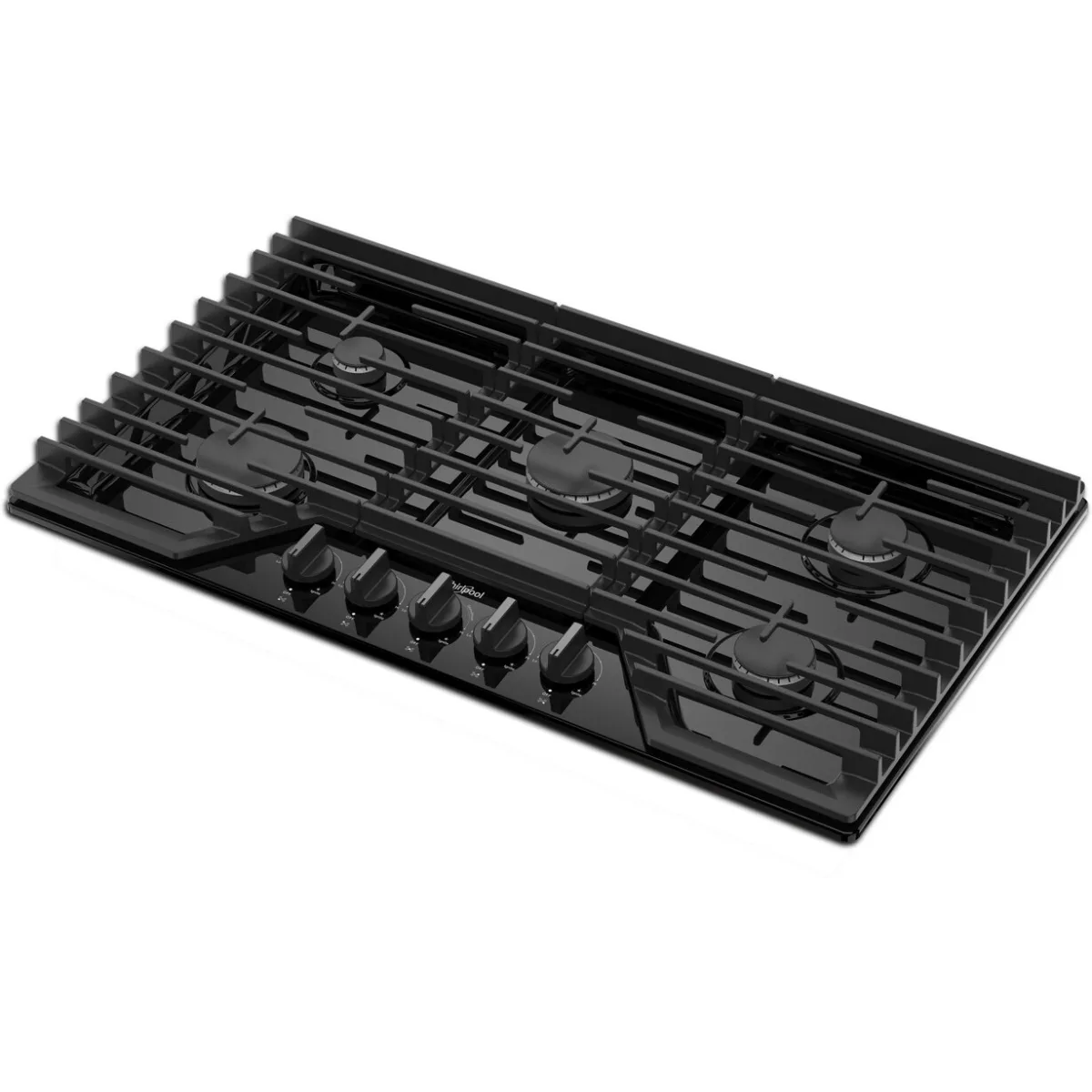 Whirlpool Tope de Gas de 36" con 5 Quemadores y Parrillas de Hierro Fundido Abatibles EZ-2-Lift™ (Negro)