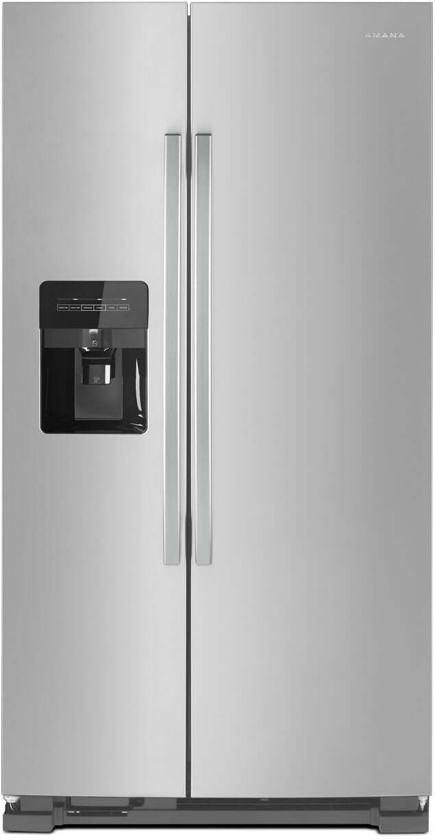 Amana 24.6 cu. ft. Side By Side Refrigerator With Dual Pad External Ice And Water Dispenser -Black-on-Stainless