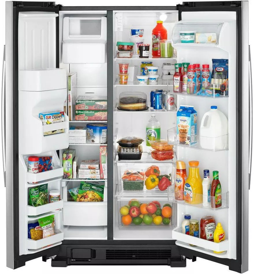 Amana 24.6 cu. ft. Side By Side Refrigerator With Dual Pad External Ice And Water Dispenser -Black-on-Stainless