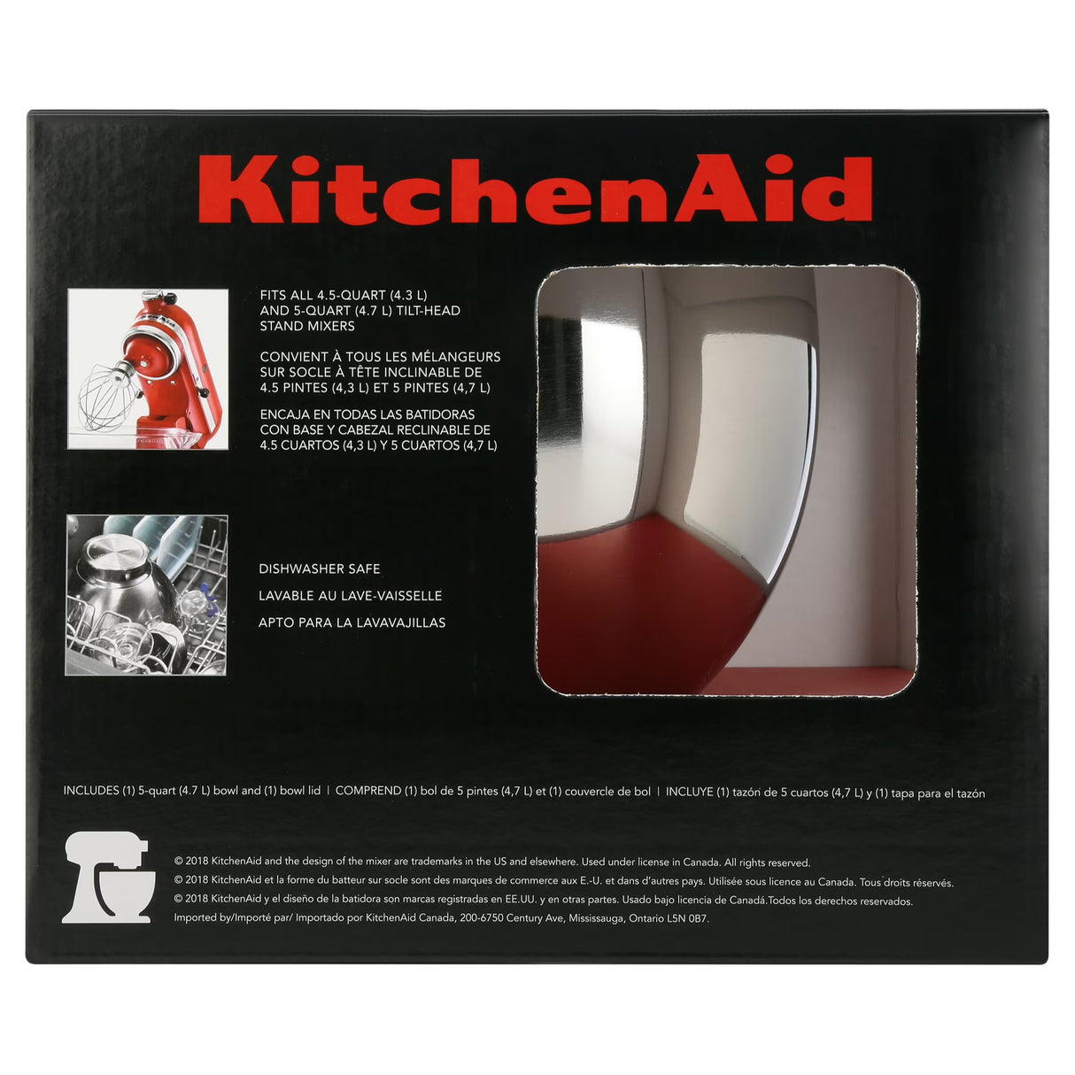 Tazón de Acero Inoxidable de 5 Qt para Batidora KitchenAid K5THSBP