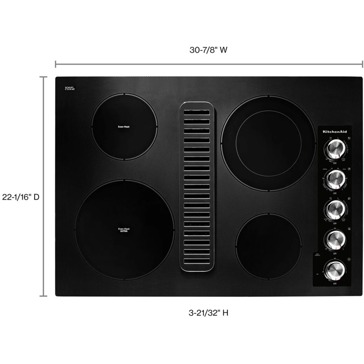 Placa de Cocción Eléctrica con Downdraft KitchenAid KCED600GBL de 30 Pulgadas
