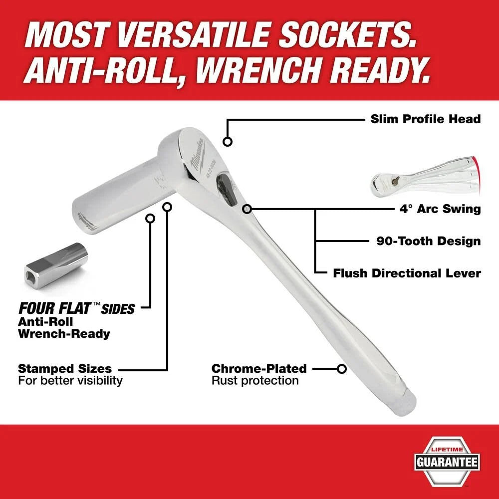 Milwaukee Juego de 47 Piezas de Trinquete y Sockets