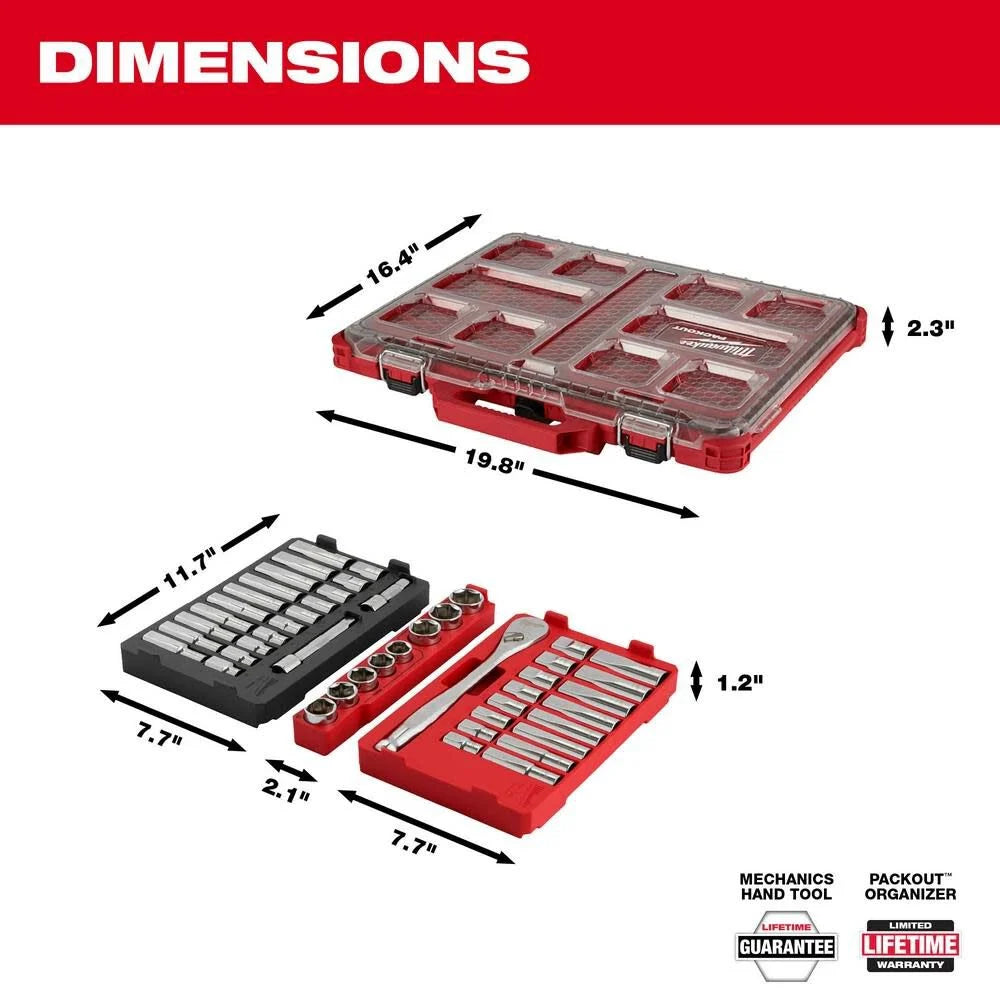 Milwaukee Juego de 47 Piezas de Trinquete y Sockets