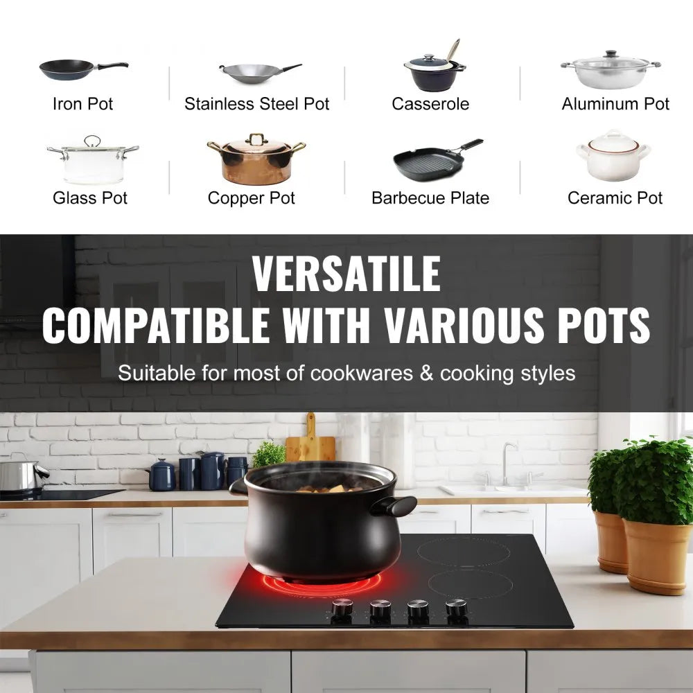 VEVOR Glass Ceramic Cooktop — 6000W Built-In Stove