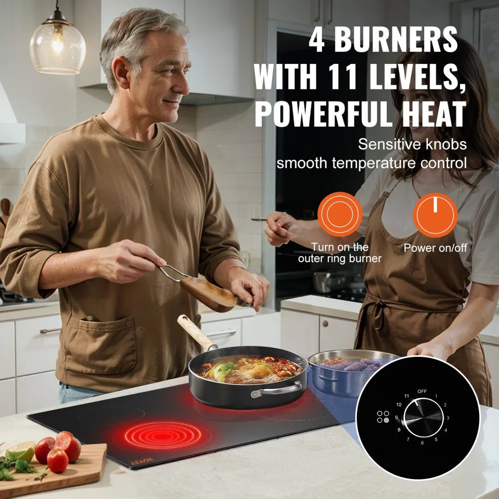 VEVOR Electric Cooktop 30 Inch – 7200W, 4 Burner Stove