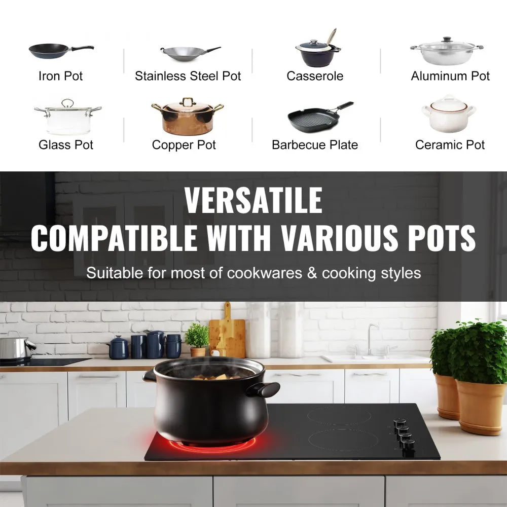 VEVOR Electric Cooktop 30 Inch – 7200W, 4 Burner Stove