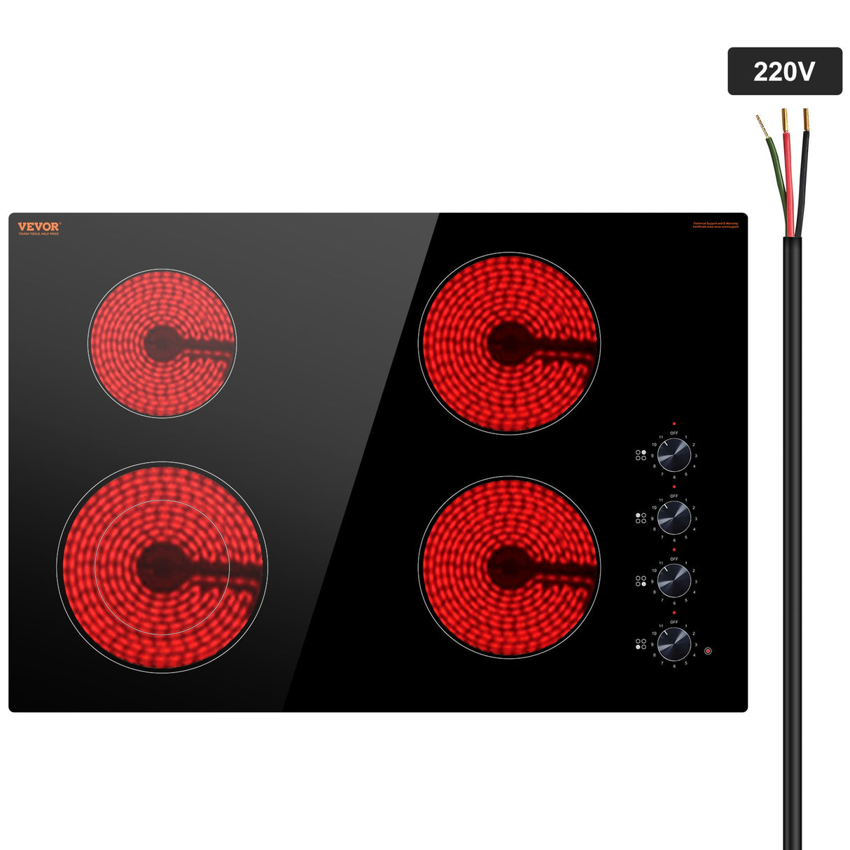 VEVOR Electric Cooktop 30 Inch – 7200W, 4 Burner Stove