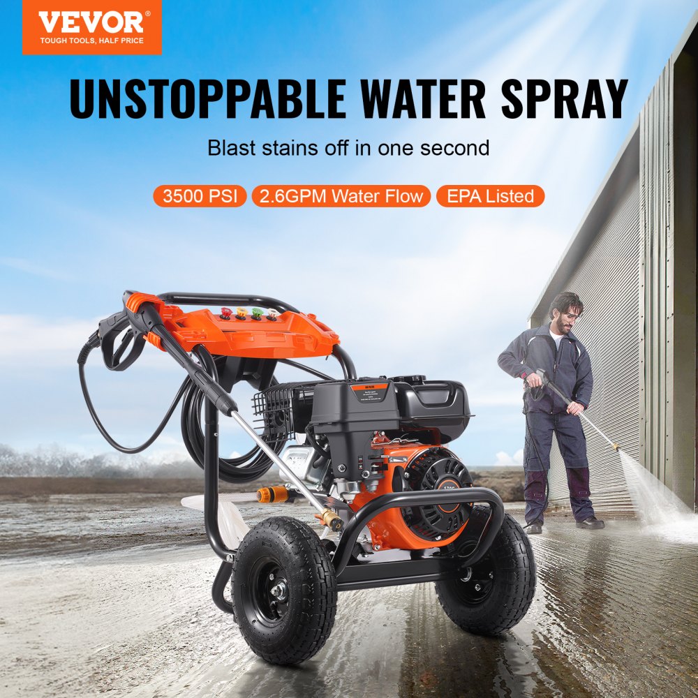 VEVOR Power Washer 3500 PSI – 7 HP Engine & Steel Frame