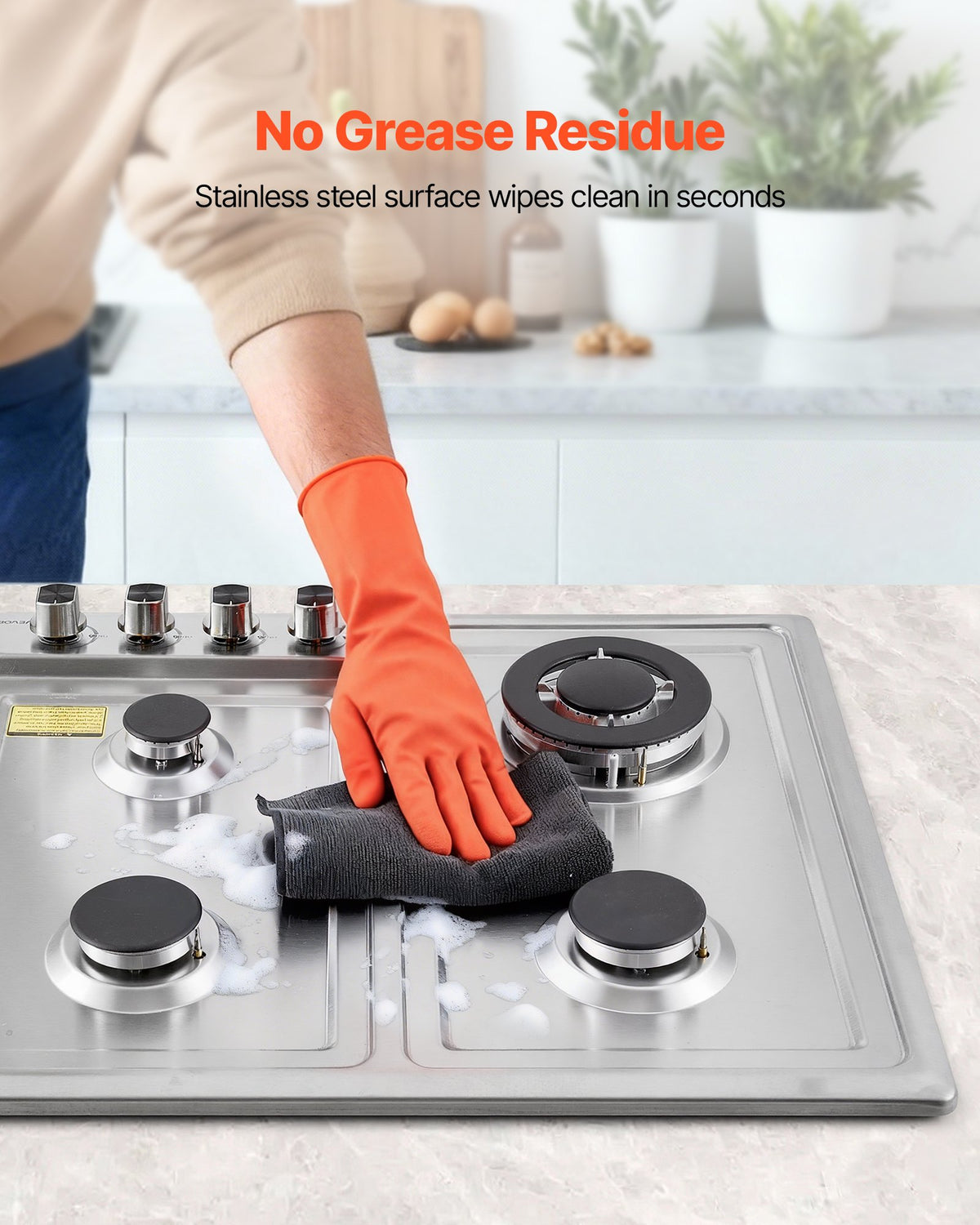 Estufa de Gas Empotrable VEVOR MGBS-604B5 de 24" con 4 Quemadores