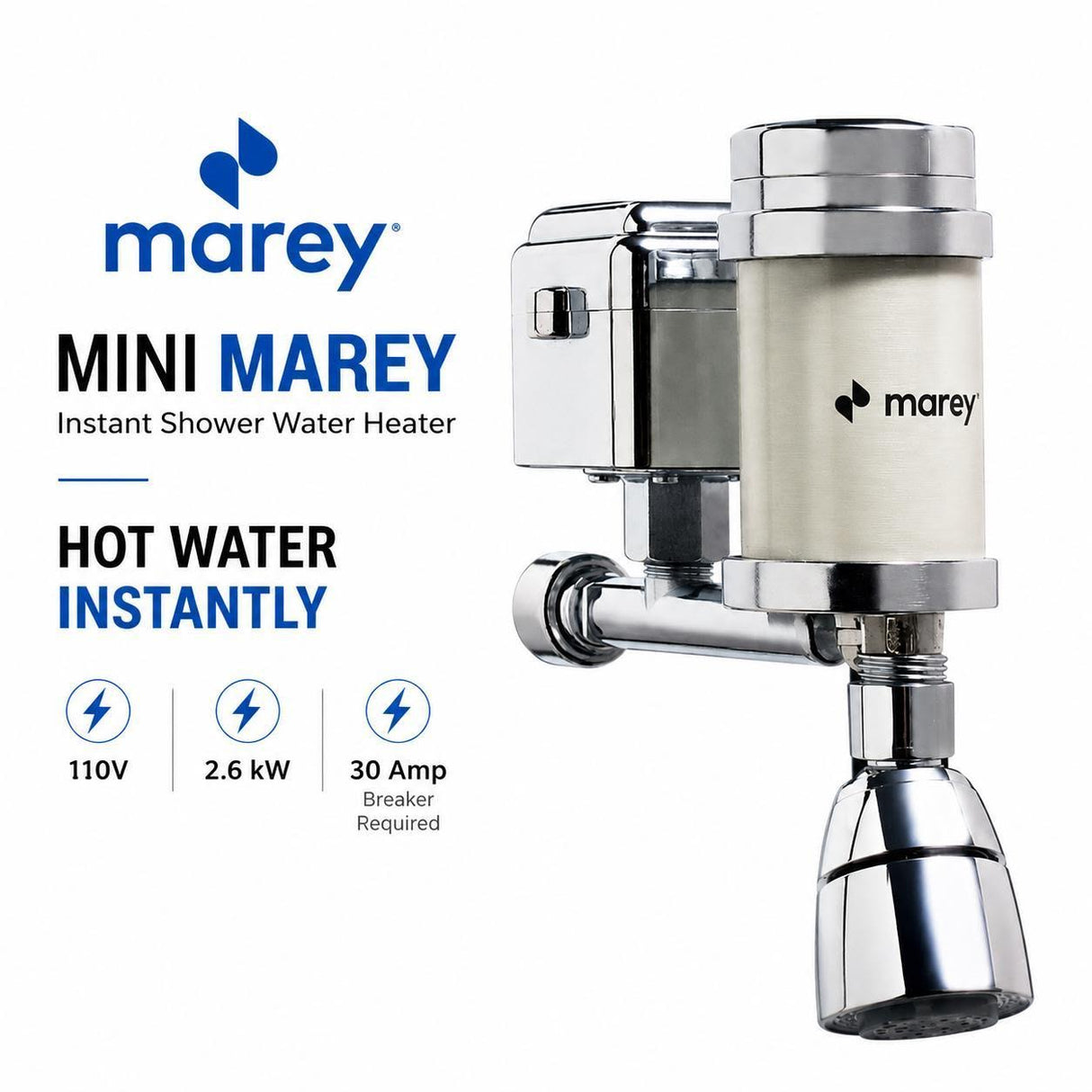 MAREY 110 Calentador Eléctrico de Ducha | Agua Caliente Instantánea