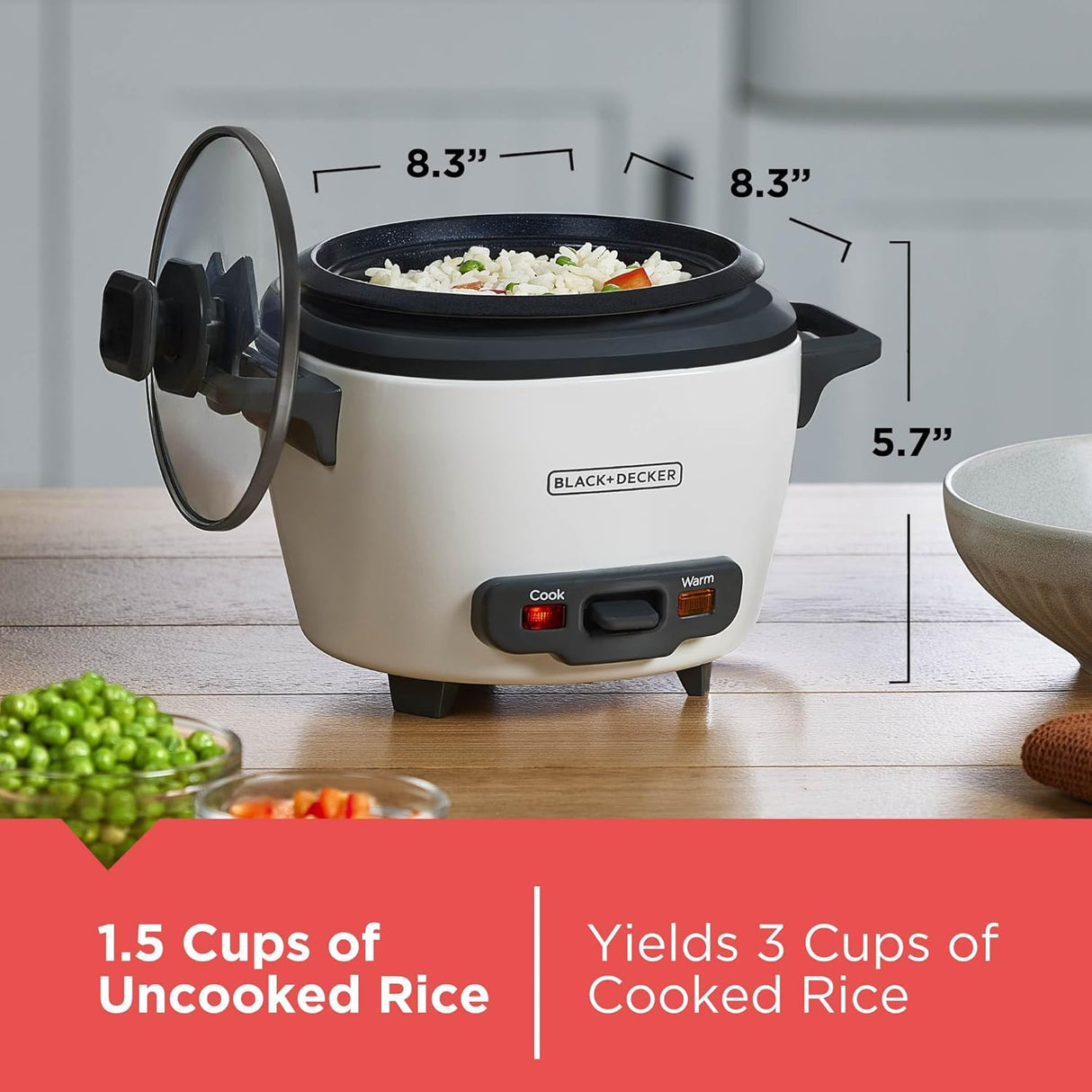 BLACK+DECKER 3-Cup Rice Cooker