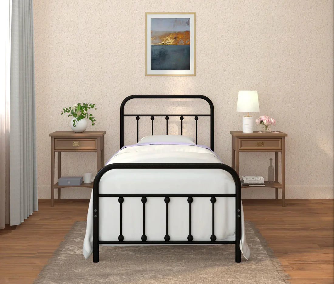 Cama Full en Metal Negro Estilo Vintage