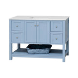 SGG-FL48SFEW Lakeshore 48" Bathroom Vanity with Powder Blue Cabinet and Engineered White Top