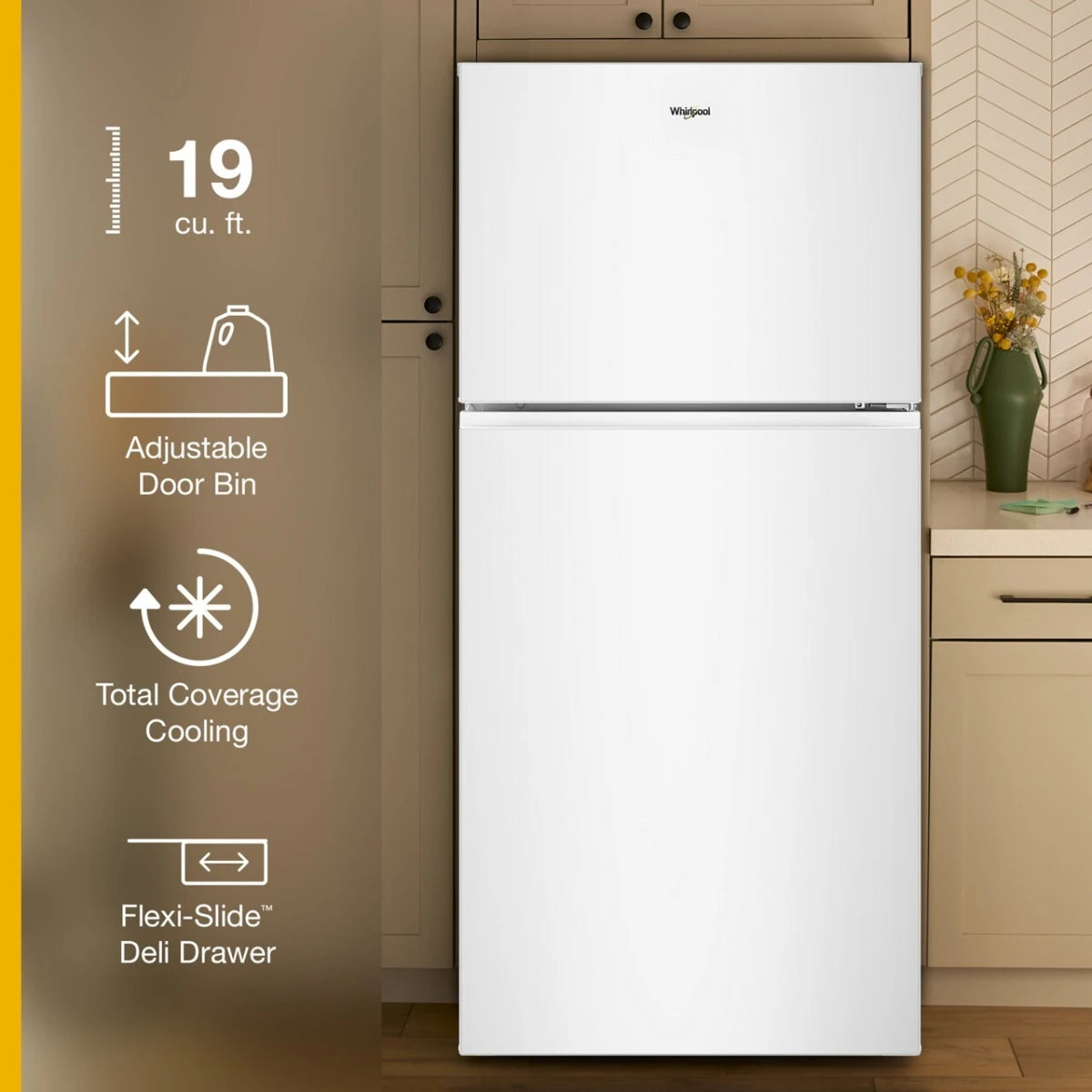 Nevera Whirlpool 19.3 Cu. Ft. Congelador Superior Blanco WRTX3019SW