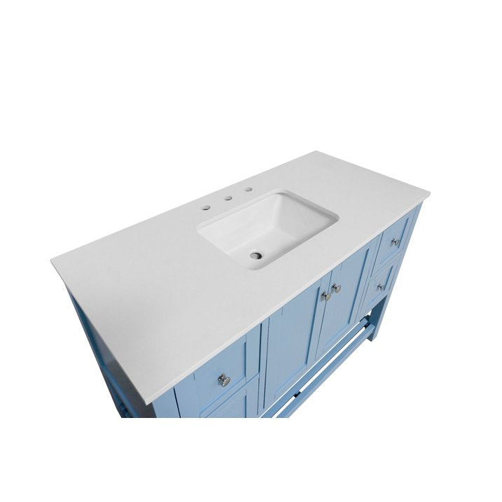 SGG-FL48SFEW Lakeshore 48" Bathroom Vanity with Powder Blue Cabinet and Engineered White Top