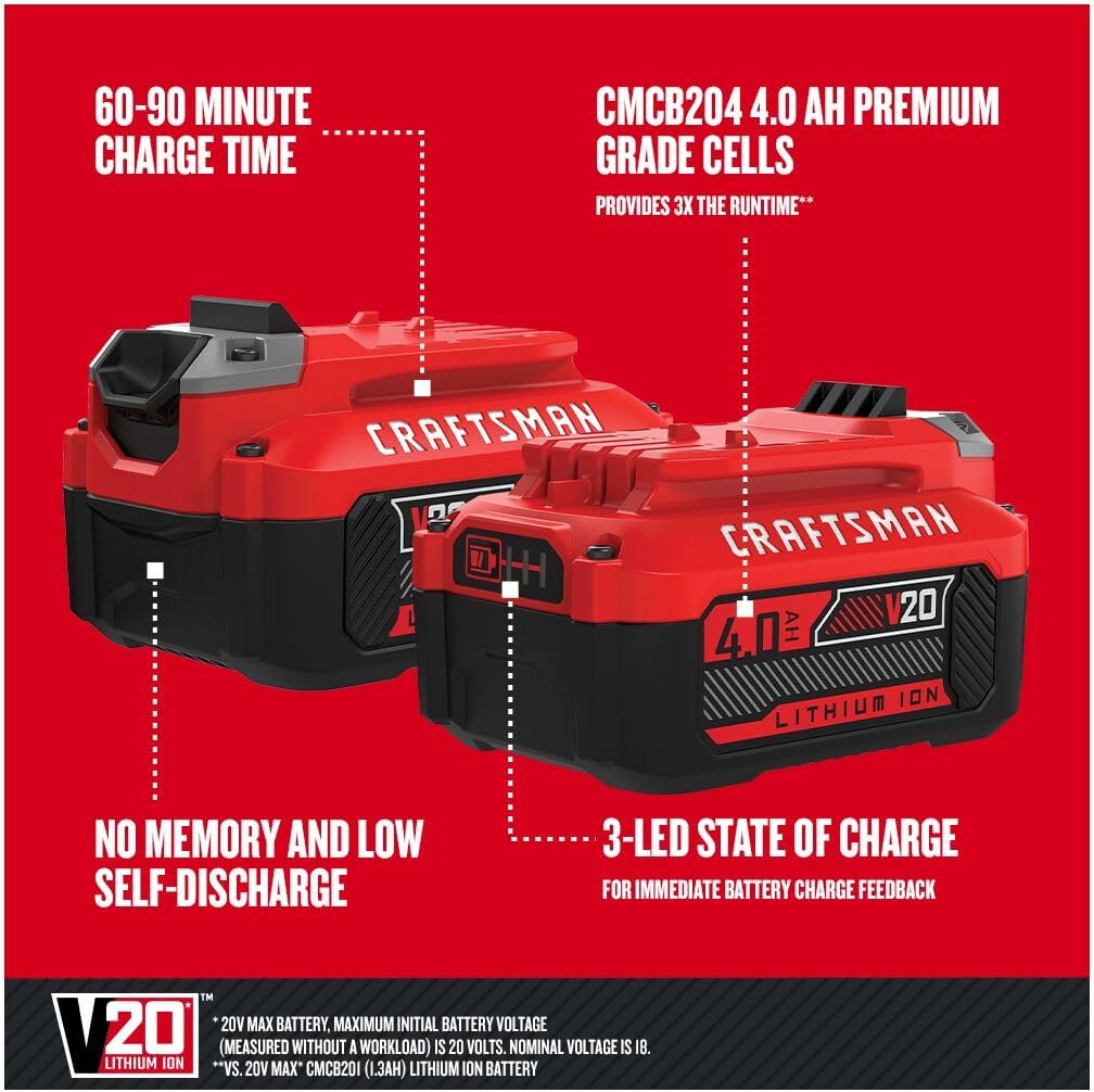CRAFTSMAN 20V 2 -Pack Lithium-ion & Charger