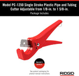 Ridgid Single Stroke Plastic Pipe and Tubing Cutter, 1/8" to 1-5/8"