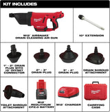 Milwaukee Kit de pistola de aire para limpiar drenajes M12™ AIRSNAKE™