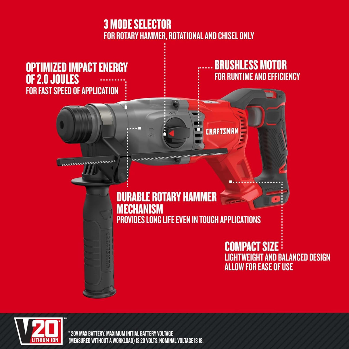 CRAFTSMAN 20V SDS Rotary Hammer Drill