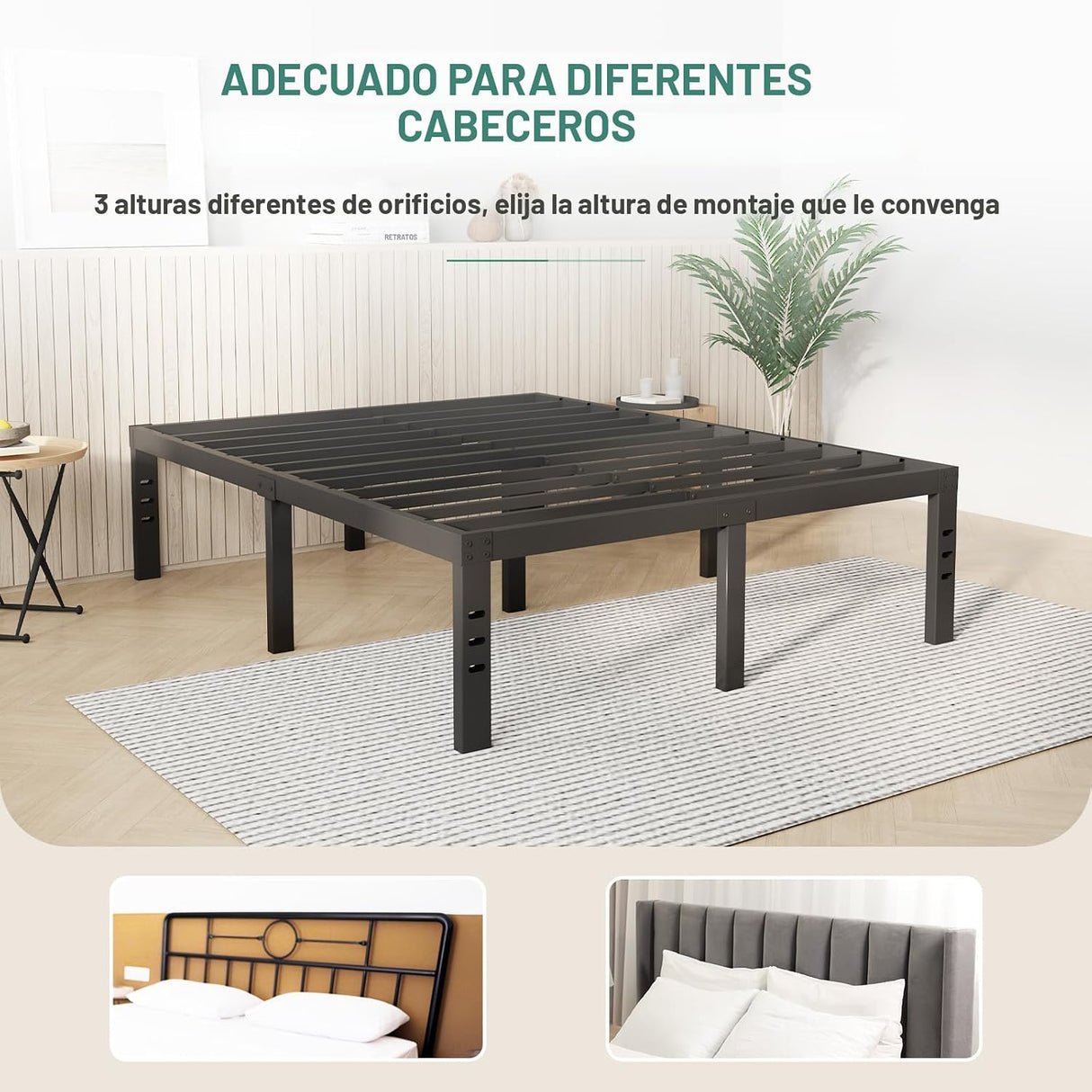 Novilla Base de Cama King Metal 14" - Plataforma Resistente y Sin Ruido