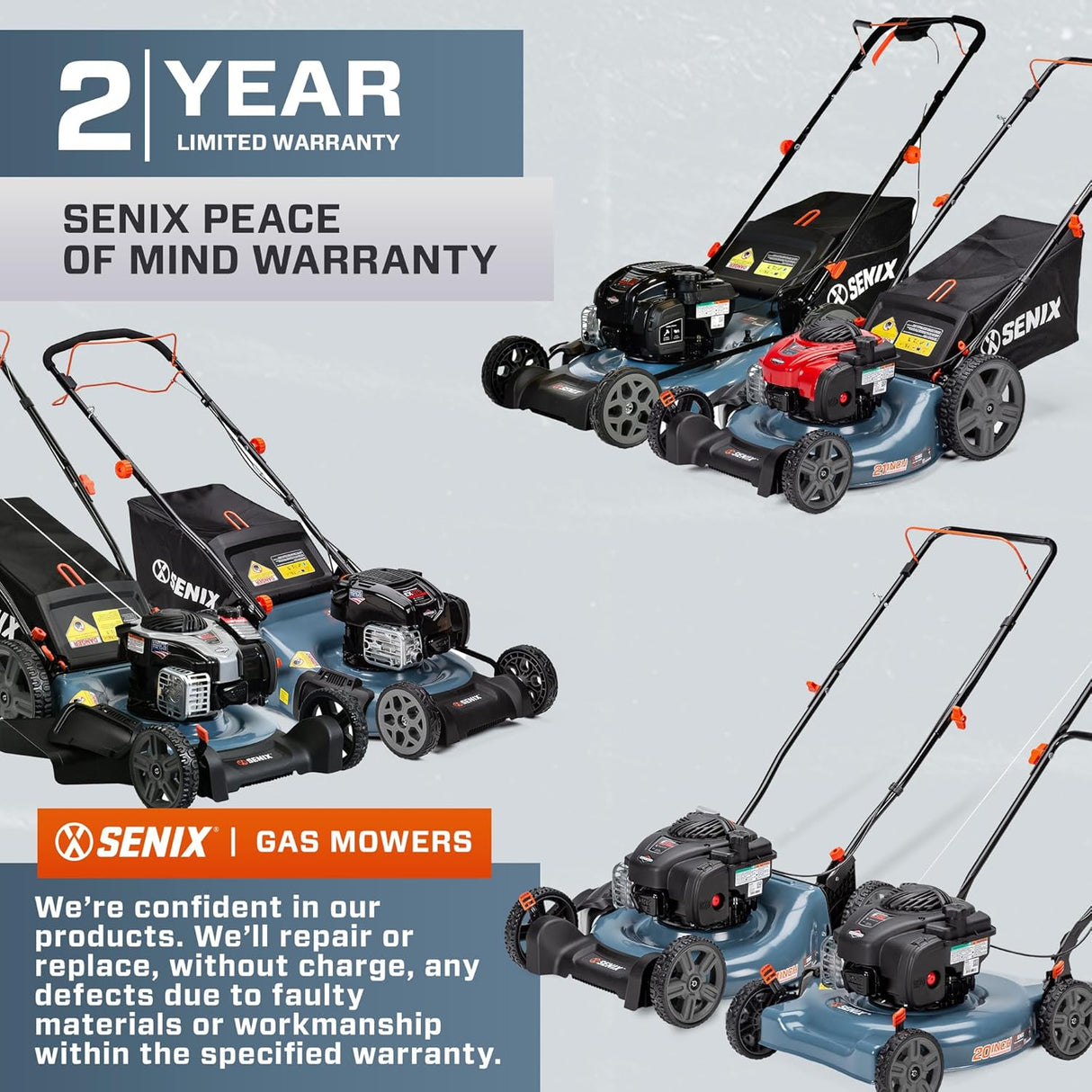 LSPG-M7 SENIX 21" 3IN1 HIGH WHEEL PUSH MOWER E55