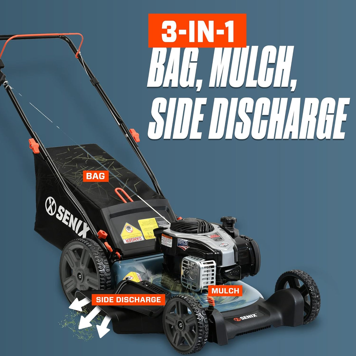 LSPG-M7 SENIX 21" 3IN1 HIGH WHEEL PUSH MOWER E55