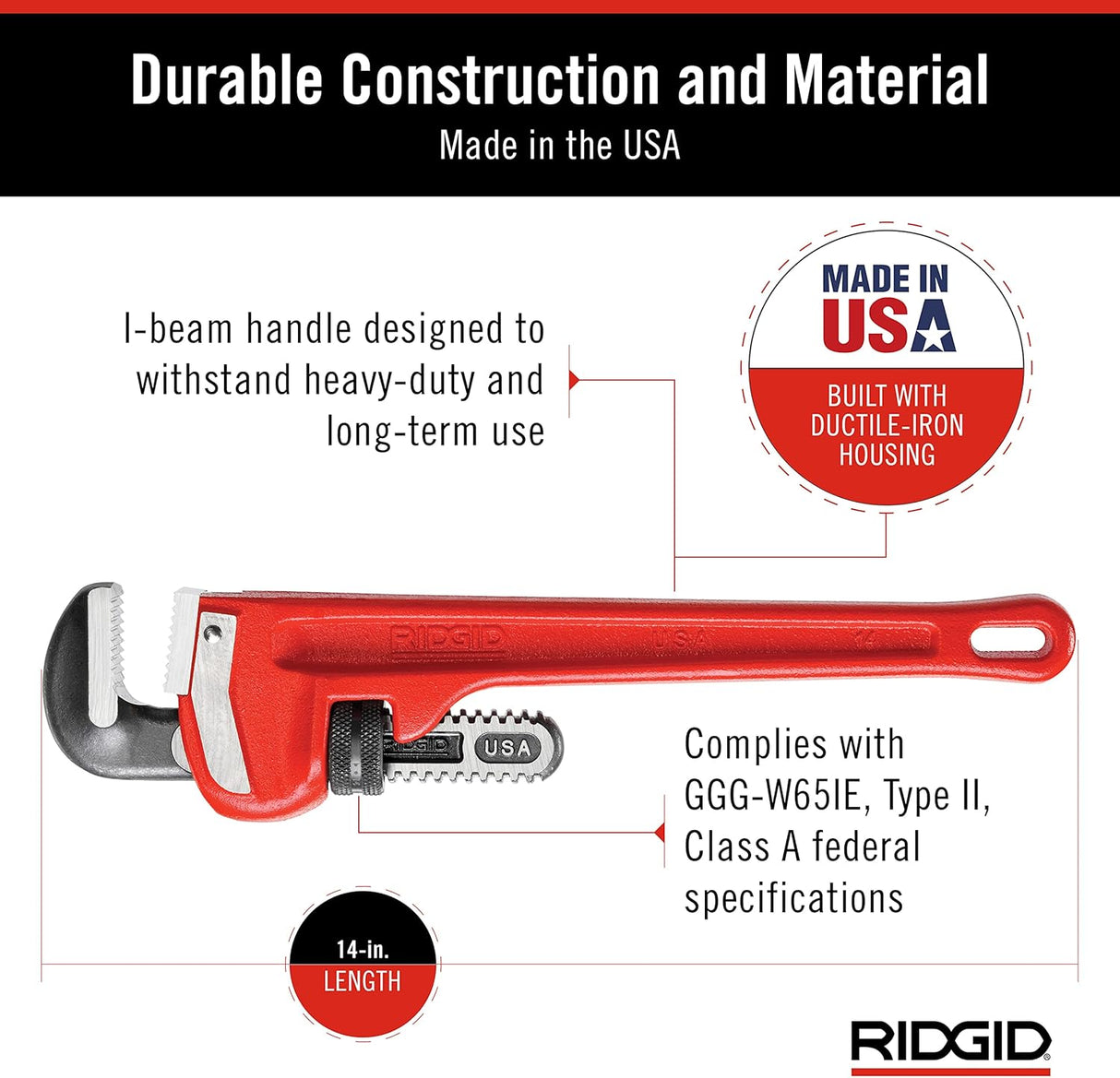 Ridgid Model 14 Heavy-Duty Straight Pipe Wrench