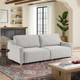 113A009NVY Serta Glendale - Sofá convertible de 90.2 pulgadas, tamaño Queen para abrazar la pared, comodidad Dreamcoil, tela de felpilla, color crema