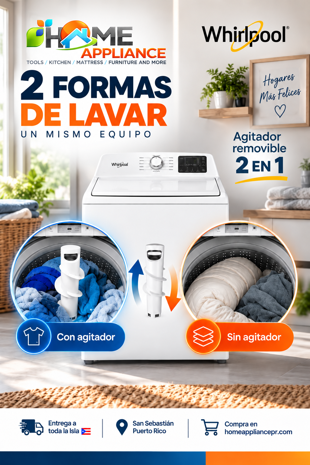 WHIRLPOOL WTW4107SW LAVADORA 4.3 PIES CUBICOS