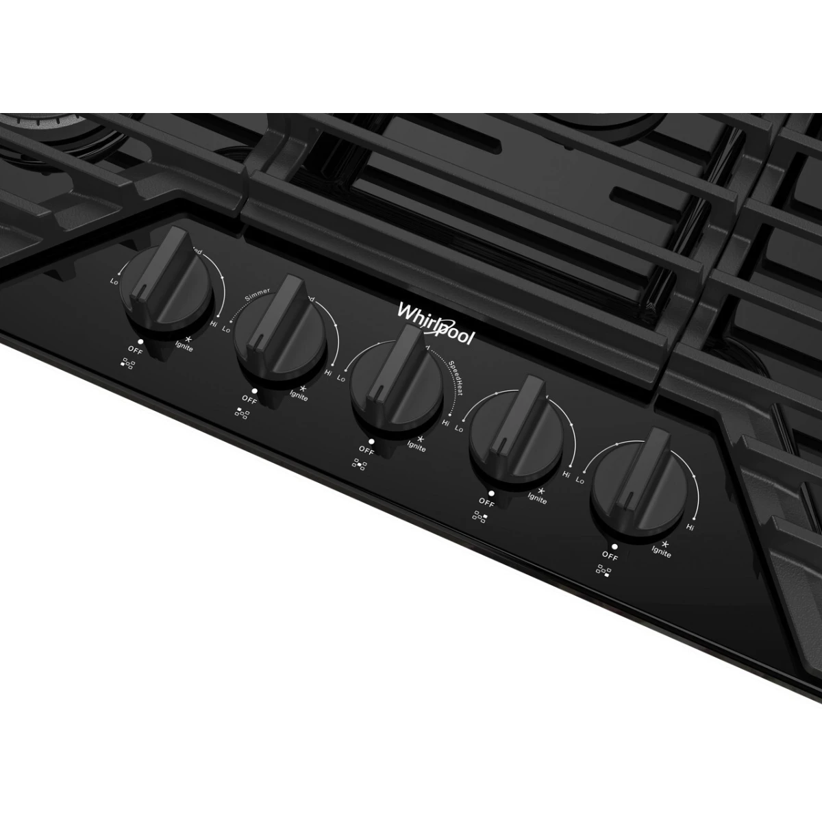 Whirlpool Tope de Gas de 36" con 5 Quemadores y Parrillas de Hierro Fundido Abatibles EZ-2-Lift™ (Negro)